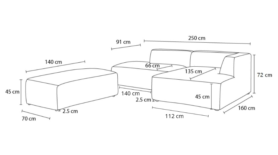 Megève corner sofa with ottoman