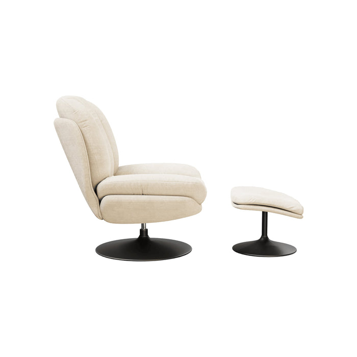 Fauteuil Lisboa blanc cassé – vue de dos et piétement pivotant