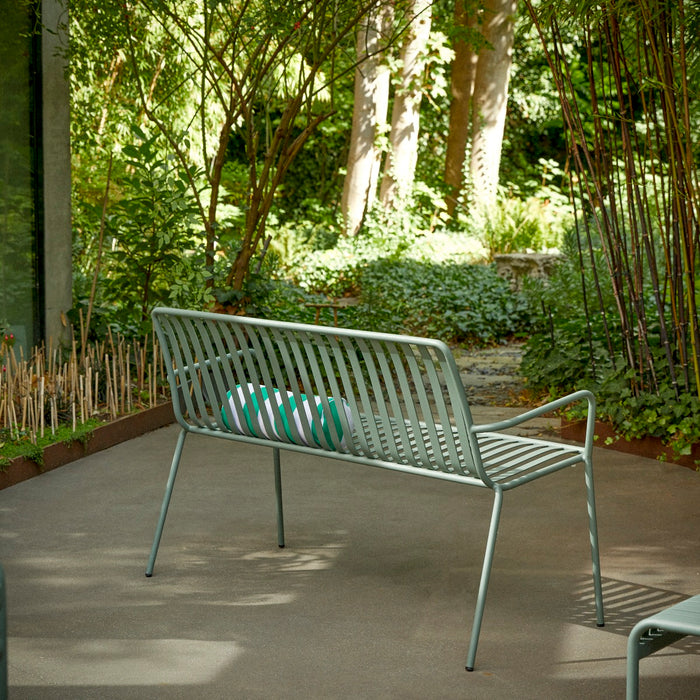 Banc de jardin Gaby – vue de côté du métal peint vert